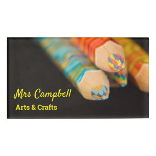 Etiqueta De Nombre Art & Craft Color Pencils Nombre y Asunto del prof