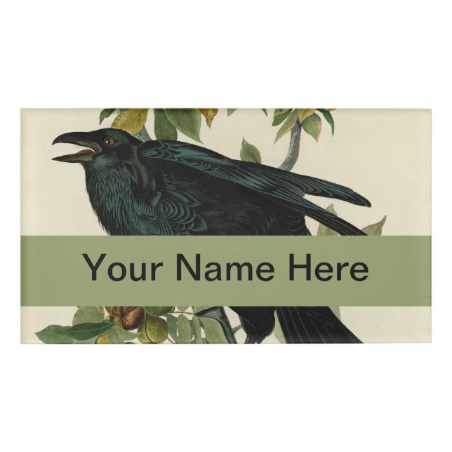 Etiqueta De Nombre Arte clásico Audubon Raven (Anverso)