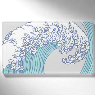 Etiqueta De Nombre Arte de olas de surf Ukiyo-e japonés vintage Costa