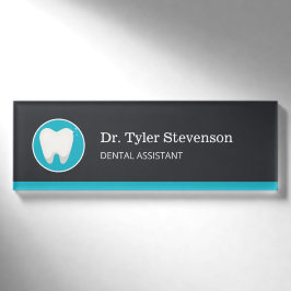 Etiqueta De Nombre Asistente Dental Dentista Logo de Diente