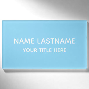Etiqueta De Nombre Azul Celeste Simple Básico Minimalista Moderno