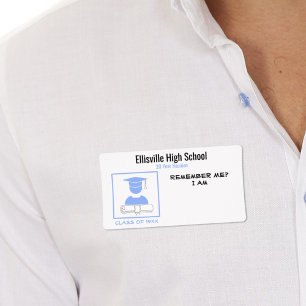 Etiqueta de nombre azul pálido de Reunión de clase