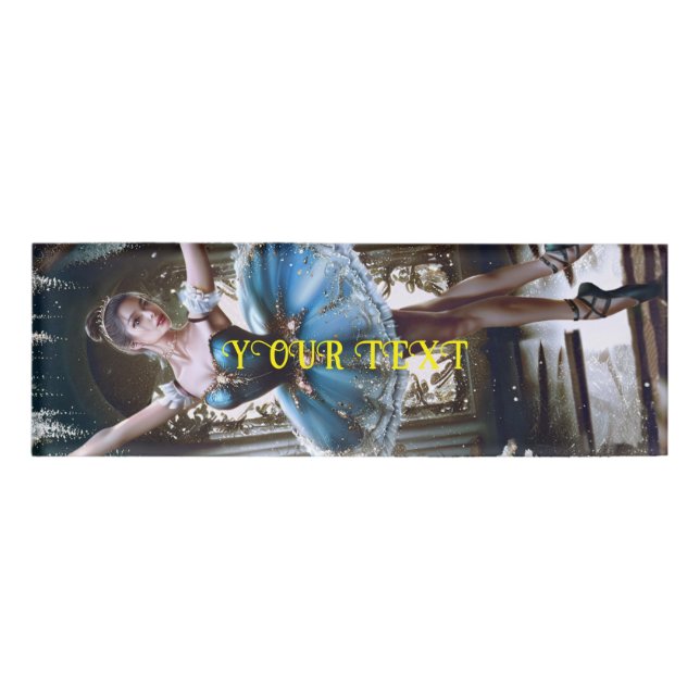 Etiqueta De Nombre Bailarina de ballet en tutu azul (Anverso)