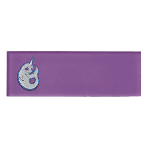 Etiqueta De Nombre Ballena gris de Narwhal con diseño del dibujo de