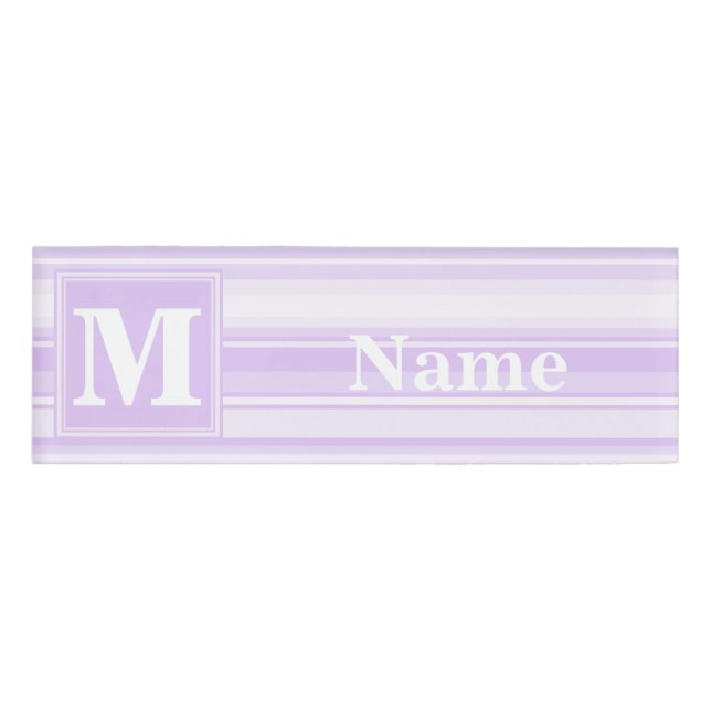 Etiqueta De Nombre Bandas de lilac monogramo (Anverso)