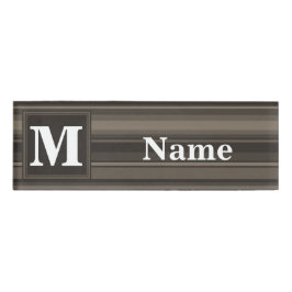 Etiqueta De Nombre Bandas de taupe monogramo