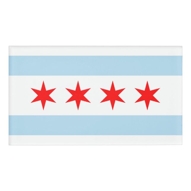 Etiqueta De Nombre Bandera de Chicago (Anverso)
