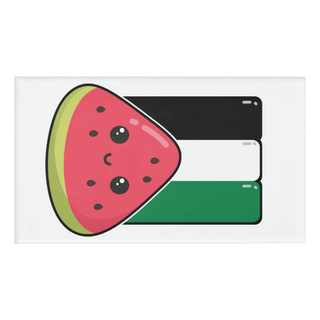 Etiqueta De Nombre Bandera palestina linda con Palestina sin sandía (Anverso)
