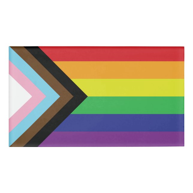 Etiqueta De Nombre Bandera progresista LGBTQIA (Anverso)