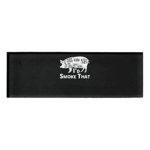 Etiqueta De Nombre Barbacoa BBQ Grill Pig Pork Id Humo Que Regalo H