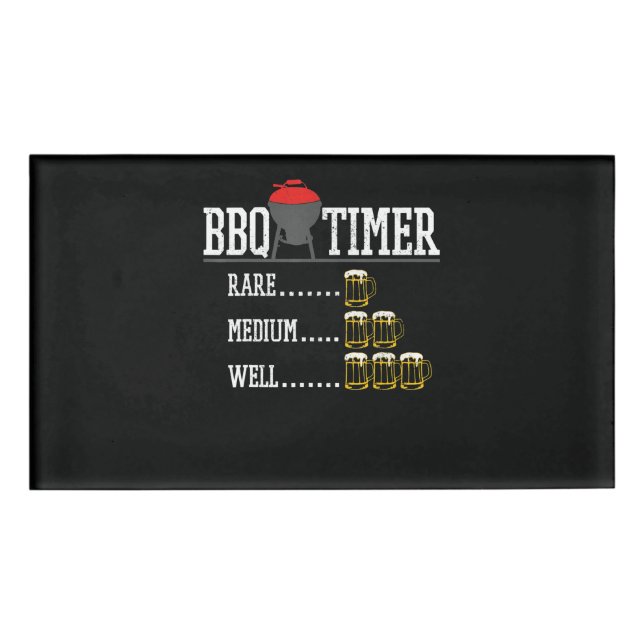 Etiqueta De Nombre Barbacoa | BBQ Timer Funny Beer Steak Grilling (Anverso)