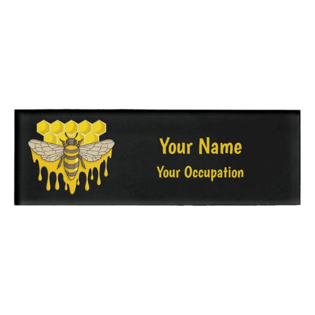 Etiqueta De Nombre Bee Hive Honey (Anverso)