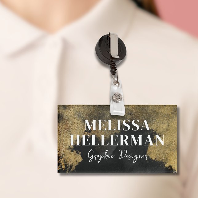 Etiqueta De Nombre Black Gold Elegant Modern (Black Gold Elegant Modern Name Tag)