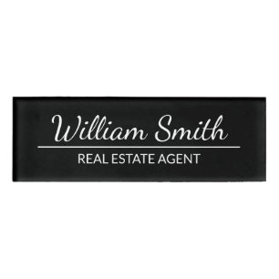 Etiqueta De Nombre Black Modern Professional Personalized Name Tag