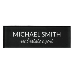 Etiqueta De Nombre Black Modern Professional Personalized Name Tag