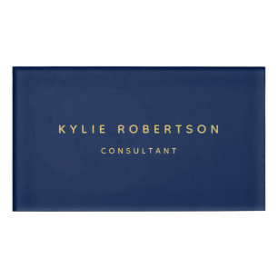 Etiqueta De Nombre Blue Gold Professional