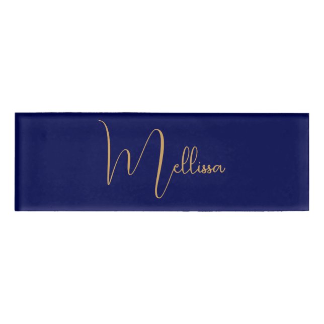 Etiqueta De Nombre Blue minimalist custom name  (Anverso)