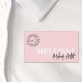 Etiqueta De Nombre Blush Pink Script Logo Makeup