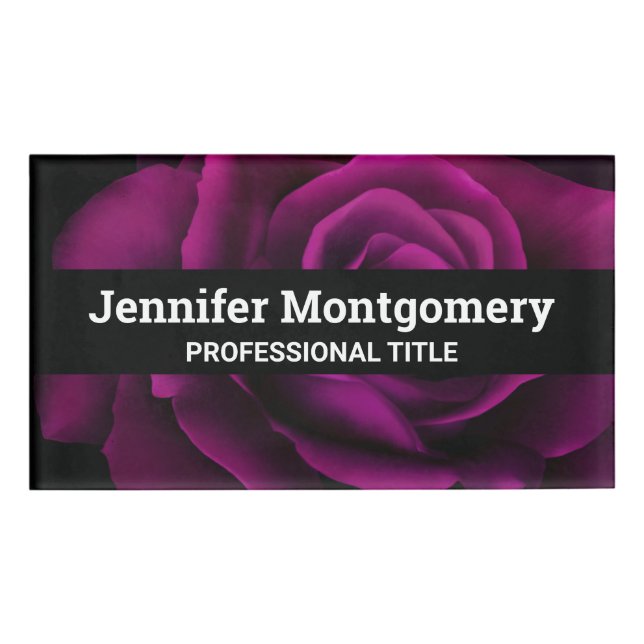 Etiqueta De Nombre Bonito Púrpura foto de un Rosa gótico (Anverso)