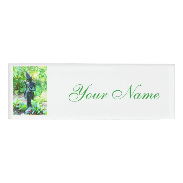 Etiqueta De Nombre buddha de jardín verde (Anverso)