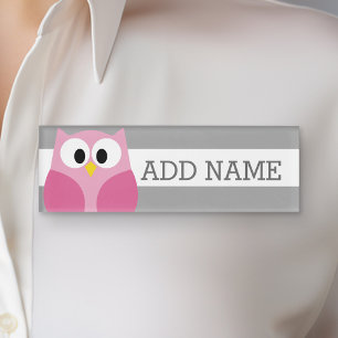 Etiqueta De Nombre Búho de Personalizado corto - Nombre personalizad