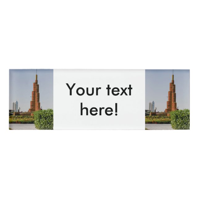 Etiqueta De Nombre Burj Khalifa, Jardín del Milagro de Dubai (Anverso)