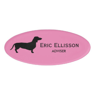 Etiqueta De Nombre Cabello corto de Dachshund - Silhouette 1