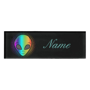 Etiqueta De Nombre Cabeza de Alien de Cul_Cove