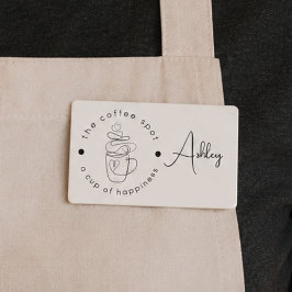 Etiqueta De Nombre Cafetería Personalizada Agrega tu Logotipo Moderno