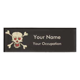 Etiqueta De Nombre Calavera con corazón