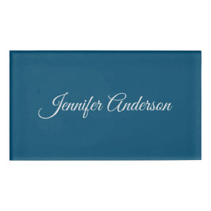 Etiqueta De Nombre Caligrafía de moda Elegante Ocean Blue Personaliza