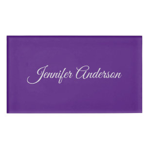 Etiqueta De Nombre Caligrafía de moda Elegante Royal Purple Personali
