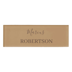 Etiqueta De Nombre Caligrafía monograma marrón minimalista profesiona