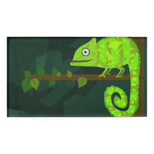 Etiqueta De Nombre Camaleón lindo verde