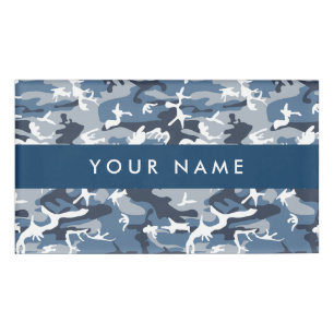 Etiqueta De Nombre Camuflaje Azul Nieve de Invierno Personaliza tu no