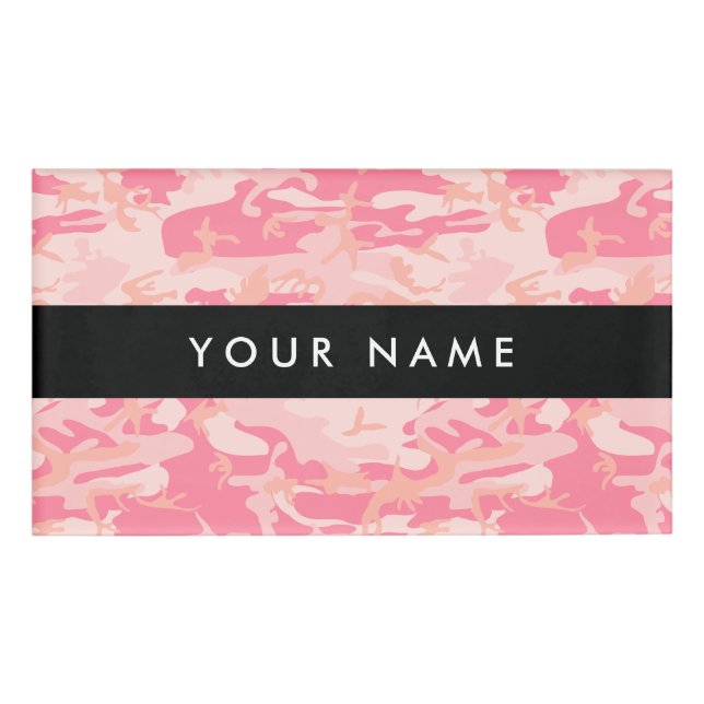 Etiqueta De Nombre Camuflaje rosa, ejército, ejército (Anverso)