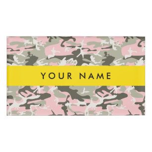Etiqueta De Nombre Camuflaje rosa y verde Tu nombre Personaliza