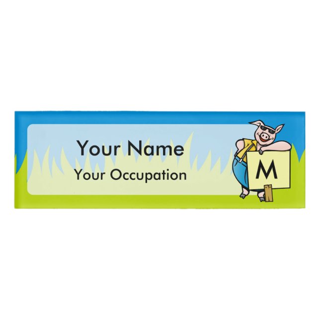 Etiqueta De Nombre Cerdo con signo (Anverso)