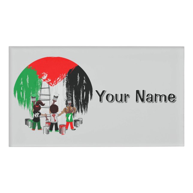 Etiqueta De Nombre Children of Gaza Painting Palestine Flag  (Anverso)