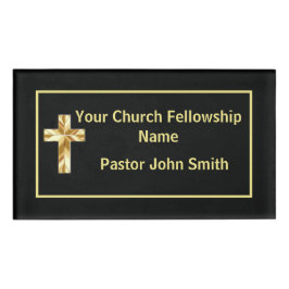 Etiqueta De Nombre Clase Pastor de la Iglesia Negro 