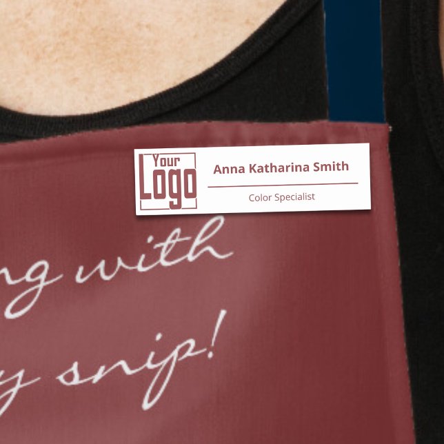 Etiqueta de nombre clásico de la experiencia con e (Modern Logo Expertise Classic Name Tag, White, Square Corners)
