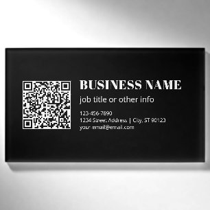Etiqueta De Nombre Código QR personalizado y texto retro-moderno edit