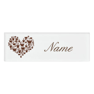 Etiqueta De Nombre Coffee Lover Heart Thunder_Cove