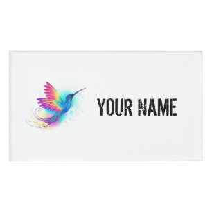 Etiqueta De Nombre Colibrí arcoiris exótica