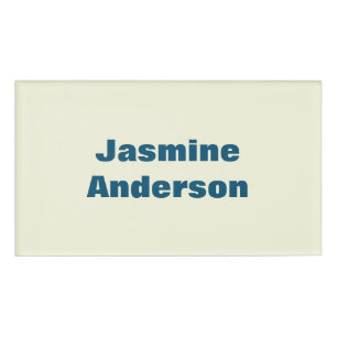 Etiqueta De Nombre Color azul negrita del océano Minimalista beige mo