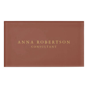 Etiqueta De Nombre Colores de oro marrón profesional Minimalista de m