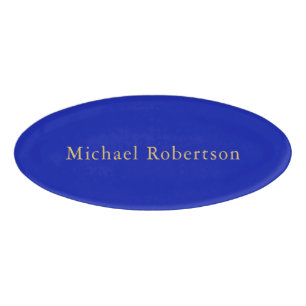 Etiqueta De Nombre Colores Zaffre Blue Gold Profesional Moderno
