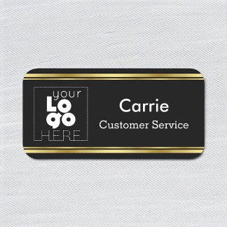 Etiqueta de nombre comercial de personalizado negr