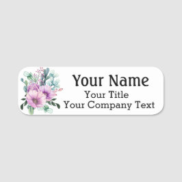 Etiqueta de nombre con Personalizado de flores púr