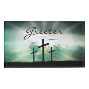 Etiqueta De Nombre Congresión de la Iglesia Cristiana Greeter Modern